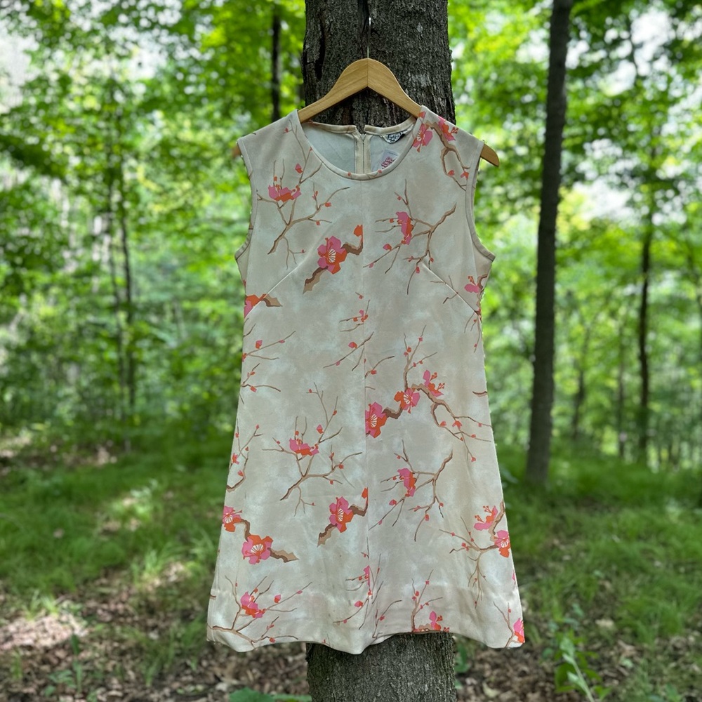 Vintage 60s Lady Blair Sleeveless Floral Mod Mini Shift Dress Size Medium